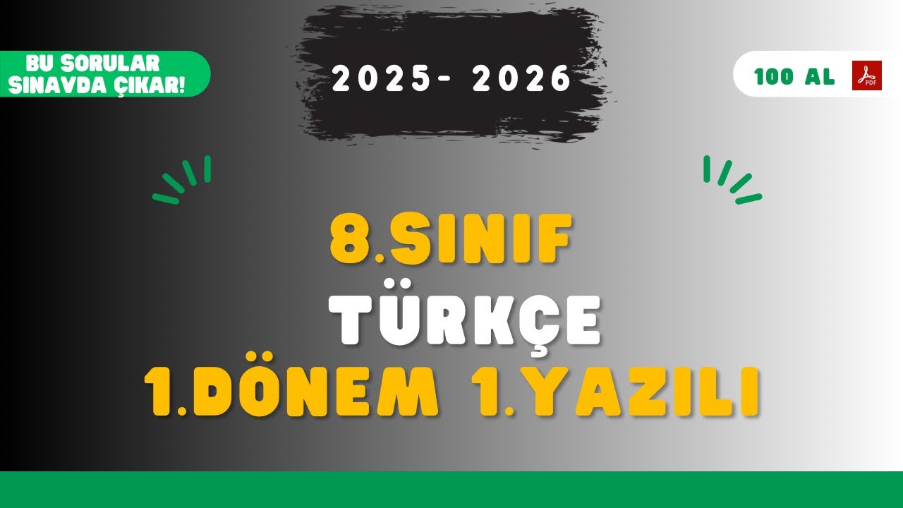 8.SINIF TÜRKÇE 1.DÖNEM 1.YAZILI SORULARI AÇIK UÇLU