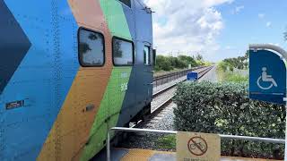 Tri-Rail UTDC Cab Car 505 and F40PH-3C 808 depart Delray Beach Station
