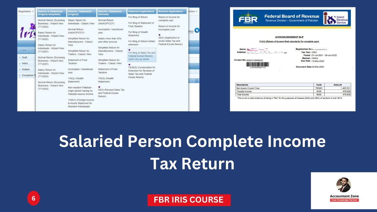 Fbr Tax Return For Salaried Person