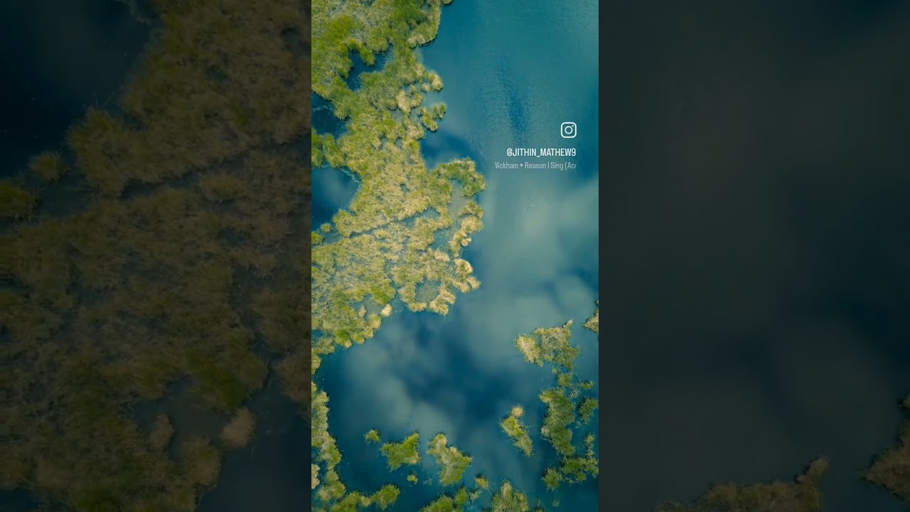 A calm and beautiful day in North Dakota. Drone shot with mavic 3 pro over a pond.