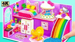 Build Cutest 2 Storey Purple Hello Kitty House has Rainbow Slide Pool use Clay  DIY Miniature House