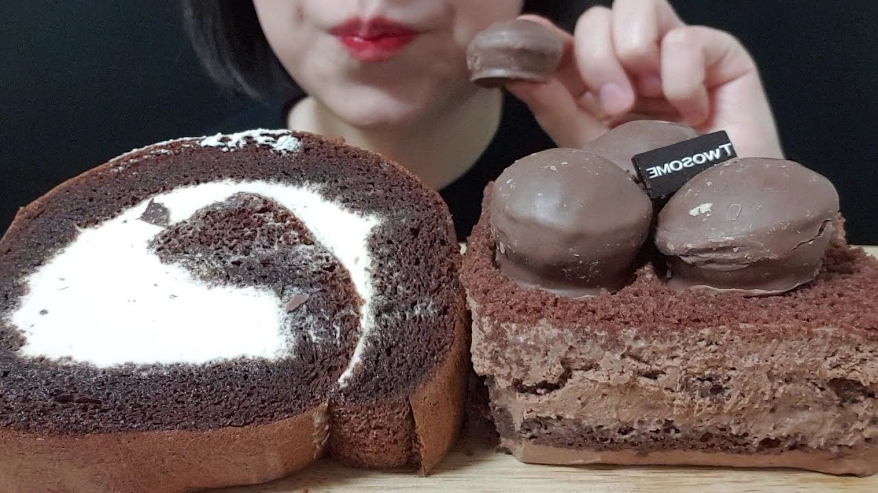 투썸 초콜릿 생크림 케이크, 생크림롤 먹방 chocolate cream cake, fresh cream roll mukbang
