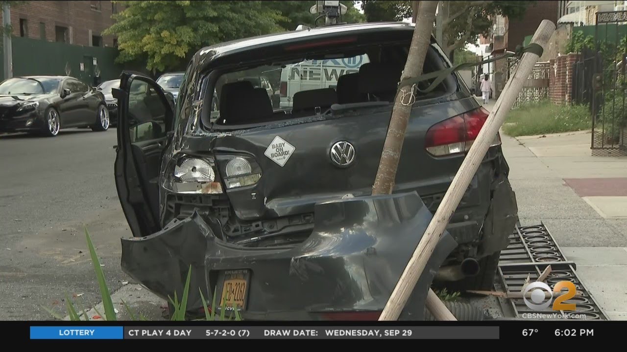 School Bus Stolen, Crashes Into 2 Cars In Cypress Hills, Brooklyn - YouTube