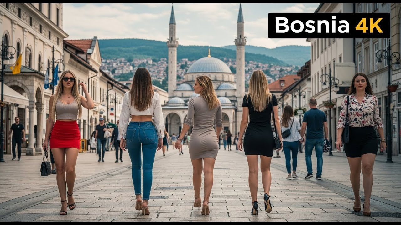 Walking Tour of Bosnia 🇧🇦 | Exploring Sarajevo Old Town & Scenic Streets in 4K UHD