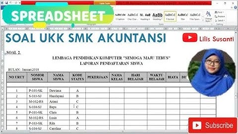 Membahas Soal Paket Program Pengolah Angka / Spreadsheet Soal No.2 - Soal UKK Akuntansi