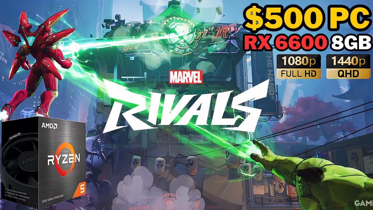 Marvel Rivals On A $500 PC | Ryzen 5 5500 + RX 6600 8GB | 1080p - 1440p Low - Medium - High - Ultra