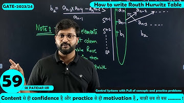 Lec 59 How to write Routh Hurwitz Table || Control System || SK Patidar Sir || GATE-2023-24