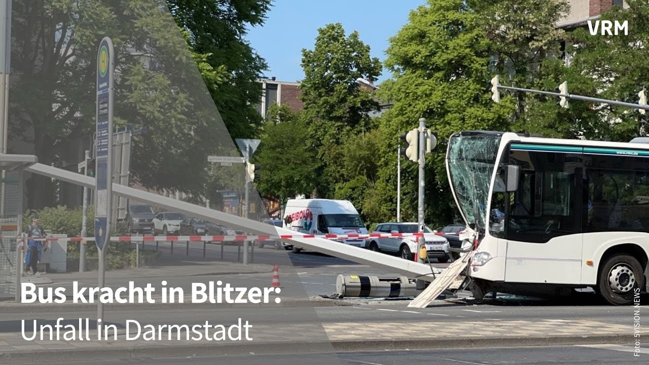 Darmstadt: Schwerer Busunfall auf Landgraf-Georg-Straße