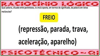 Raciocínio Lógico Significado Palavra Teste psicotécnico QI Quociente e Inteligência Detran Concurso