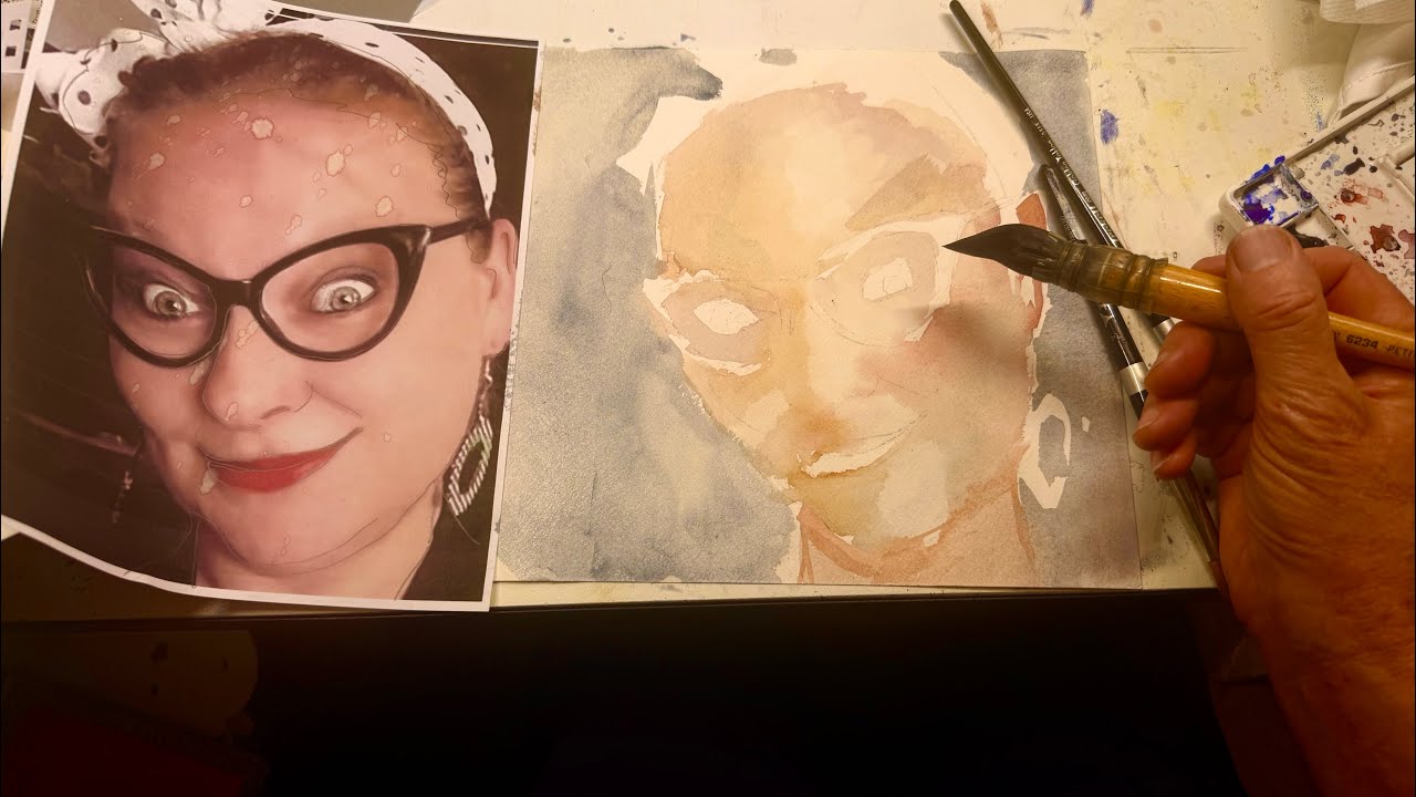 Underpainting for portrait try real time, watercolor painting