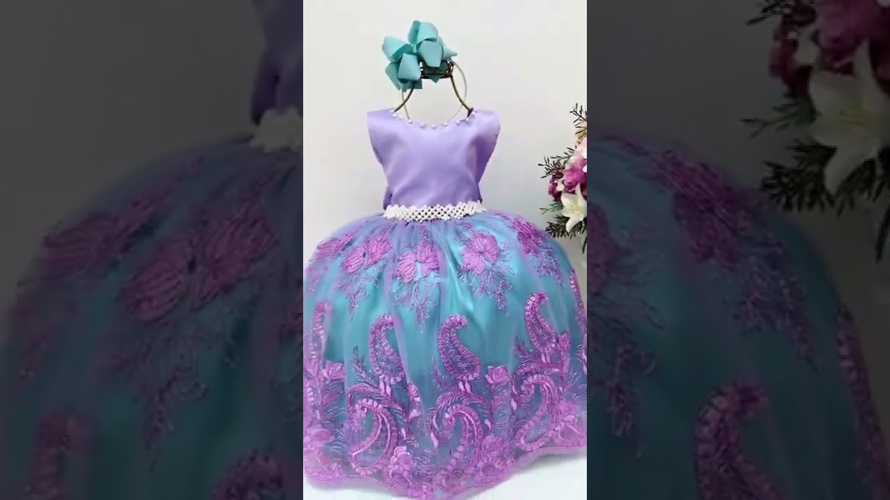 VESTIDO INFANTIL PRINCESA ARIEL PÉROLAS RENDA BRILHO