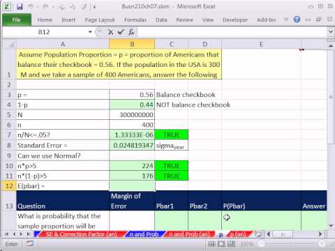 Excel 2010 Statistics 72: Sampling Distribution of Sample 