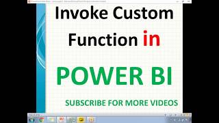 Invoke Custom Function in Power BI