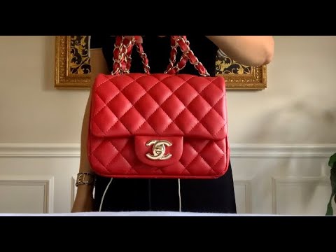 Mini flap bag, Lambskin, red — Fashion