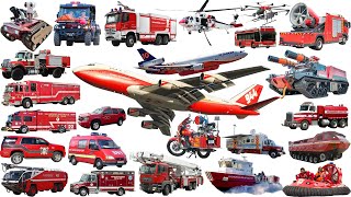 Fire Truck, Rescue Trucks, Bus, Helicopter and Ambulance Learning Video - Fire and Rescue Vehicle