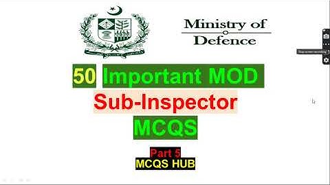 Ministry of defense (MOD) sub inspector solved paper |MOD paper past paper| Mod paper| Part 5