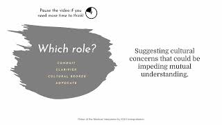 Roles of the Medical Interpreter Quiz - Question 18: Suggesting cultural concerns