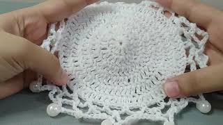 How To Crochet A Glass Cover With Pearls Edging