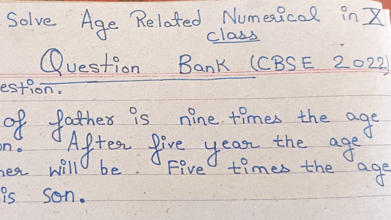 How to solve Numerical age s related - YouTube