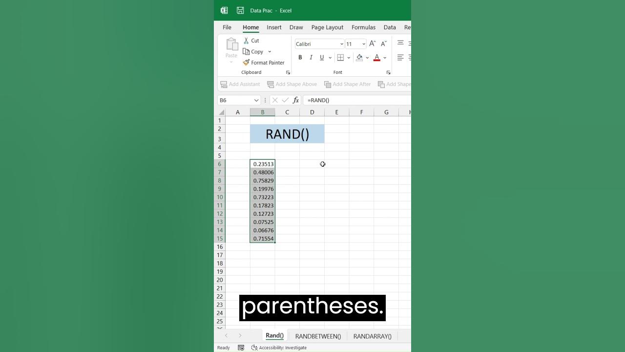 Rand function in excel create random numbers random excel 
