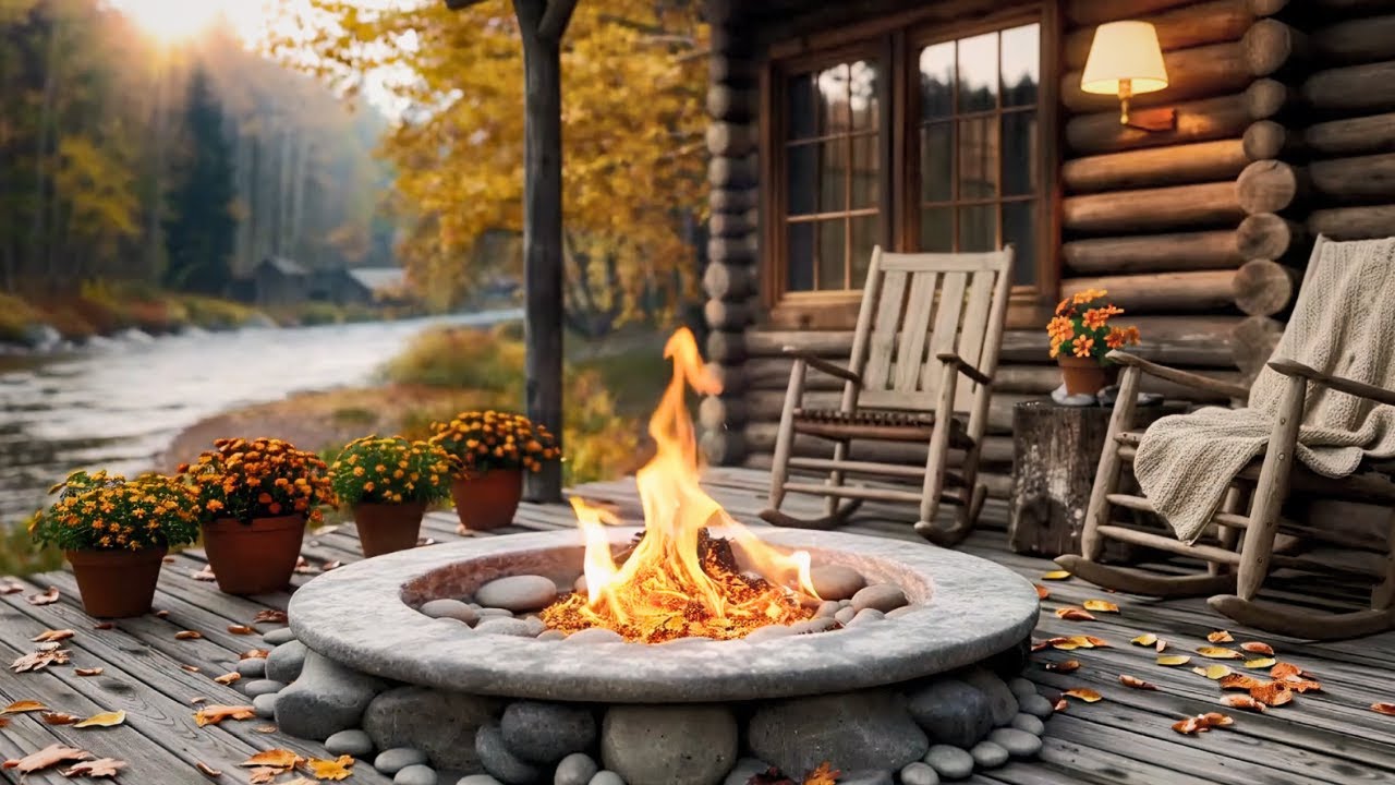 🍂 Autumn Cabin Ambience with Crackling Fireplace — Perfect for Work ...