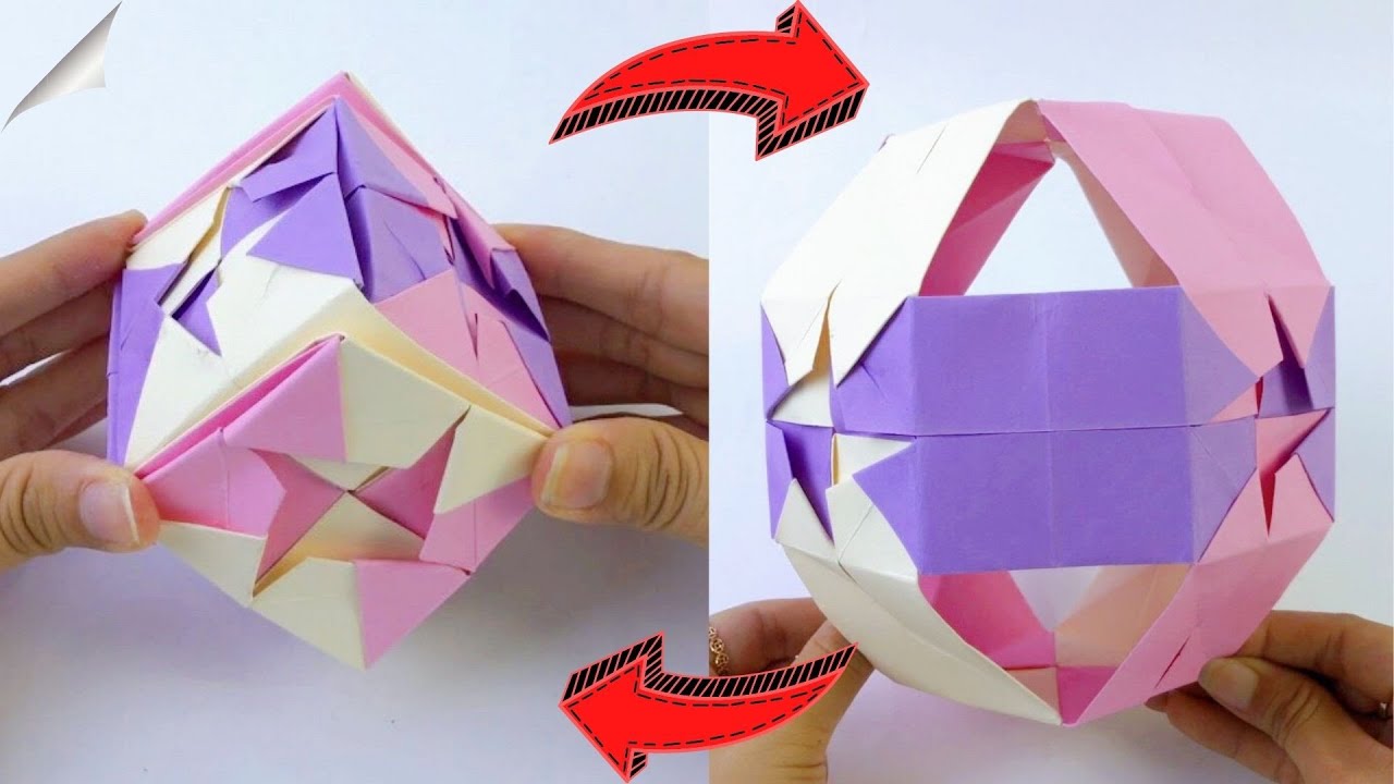 Cube transforms into a ball / Moving paper toys antistress transformer