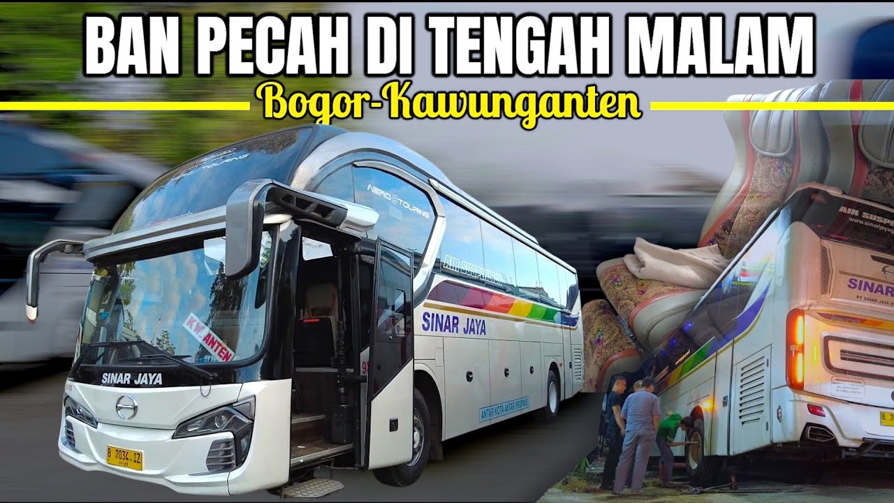 Ban Pecah! Penumpang Harus Sabar ‼️Trip Bogor - kawunganten with SinarJaya Exekutif
