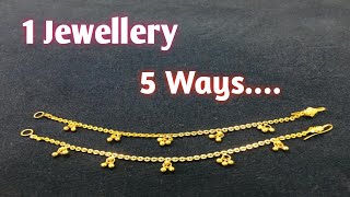 DIY | 5 in 1 Ear chain Designs For kids | Jewellery Ideas | Bracelet,Necklace,Anklet,Mang tika