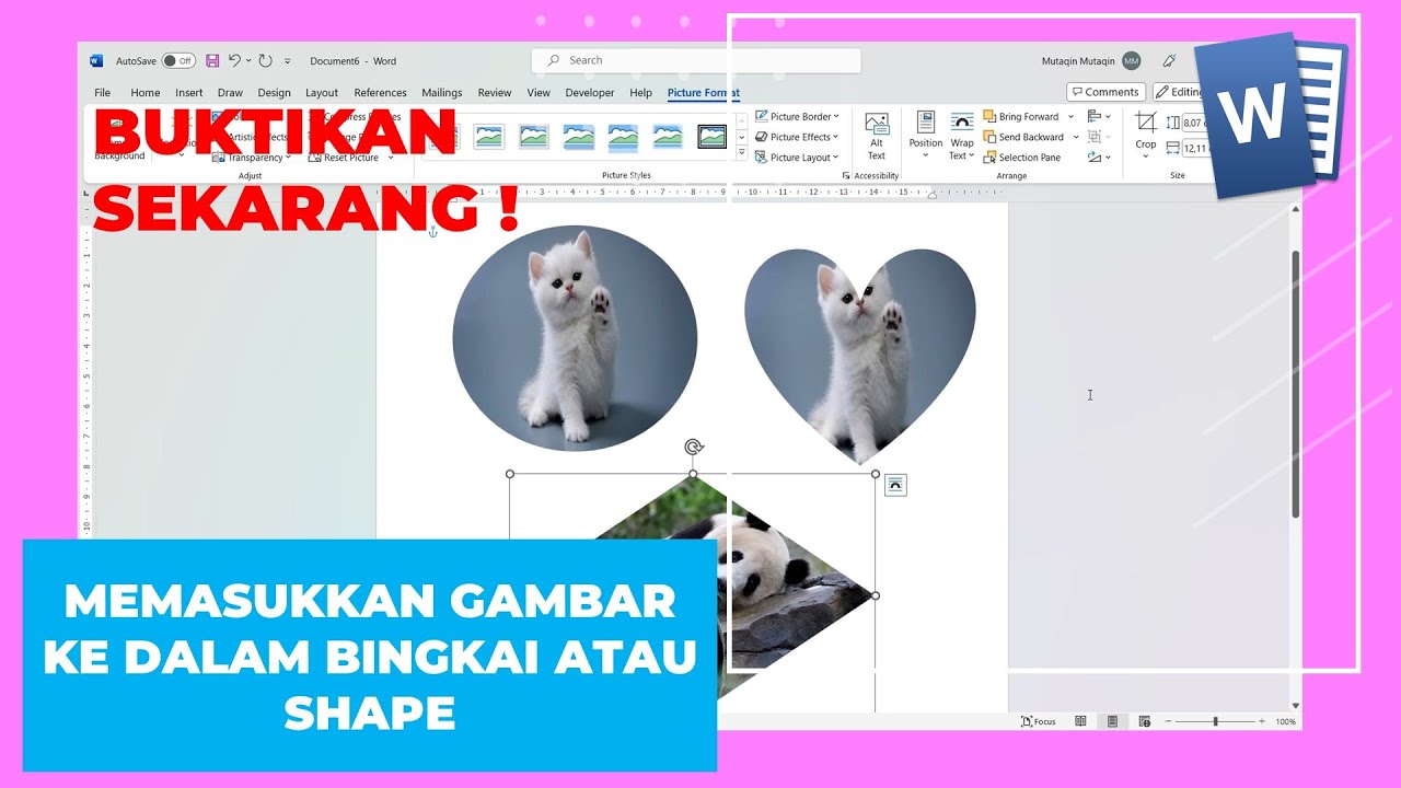 Memasukkan Gambar ke dalam Bingkai atau Shape di Word - YouTube