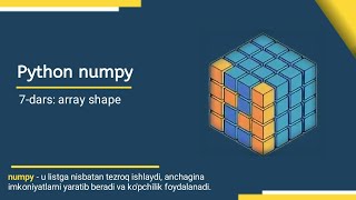 Python numpy 7-dars: Array shape