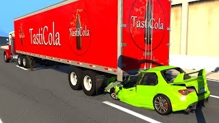 Semi Truck Trailer Rear Ended By Cars - Beamng Drive