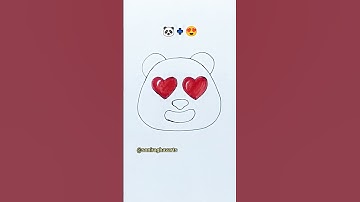 🐼+😍=? Emoji drawing #satisfying #art #cute #emoji #drawing #panda #draw #painting #shorts #ytshorts
