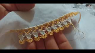 186.Sıra Sıra Giden Iki Renkli Oya Modeli