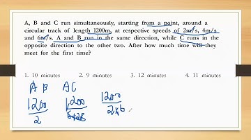 A,  B  and  C  run  simultaneously,  starting  from  a  point,  around  a  circular  track  of