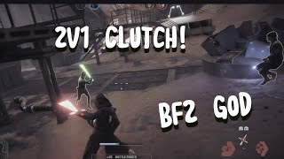 How to clutch a 2v1 in Battlefront 2! Best BF2 player Kylo Ren Hero Showdown 2v1 #battlefront2 #bf2