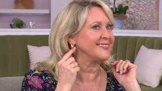 EternaGold Polished and Diamond Cut Nested Hoop Earrings, 14K on QVC