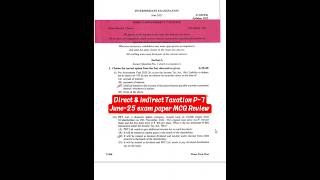 Direct & Indirect Tax - P-7 CMA INTER Jun-25 Exam paper MCQ Review. #trending #cma #yt #ytviral