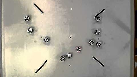 Test with 12 e-pucks using PCC-EE coordination algorithm and repulsion forces (speed up 8x).