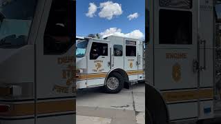 Denver Fire Department stopped on campus to give a fire demo this week