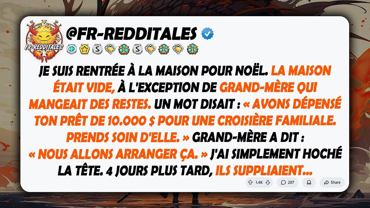 Je suis rentrée à la maison pour Noël. La maison était vide, à l'exception de Grand-mère qui...