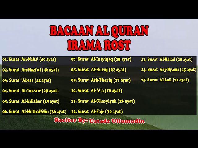 Bacaan Al Quran irama rost | 15 surat dalam juz 30 | reciter by Ustadz Ullumudin class=