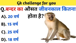 Bandar | Monkey | GK Question | GK In Hindi | GK Question and Answer | Quiz | Brilliant brainz MCQ