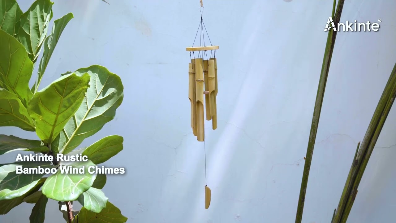Ankinte Rustic Bamboo Wind Chimes - Chuông Gió Tre Trúc Phong Thủy - Chóp Đĩa Gỗ Mộc Mạc