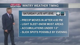 Jim’s First Alert Forecast: Wintry weather arrives Saturday evening