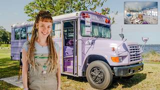 Her Budget friendly DIY Bus Camper Build  Under $8k!