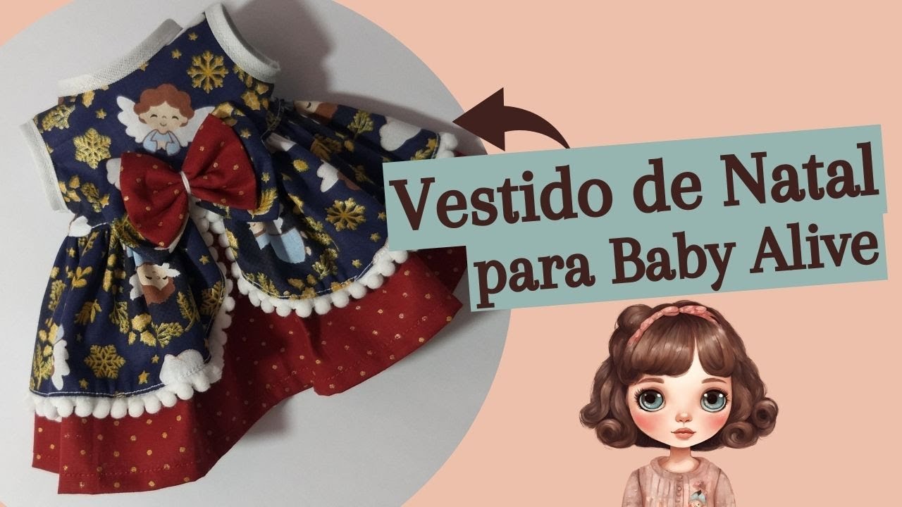 Vestido Simples p/bonecas American Girl e Baby  Alive🎀PAP🎀DIY🎀TUTORIAL🎀Van Borh 