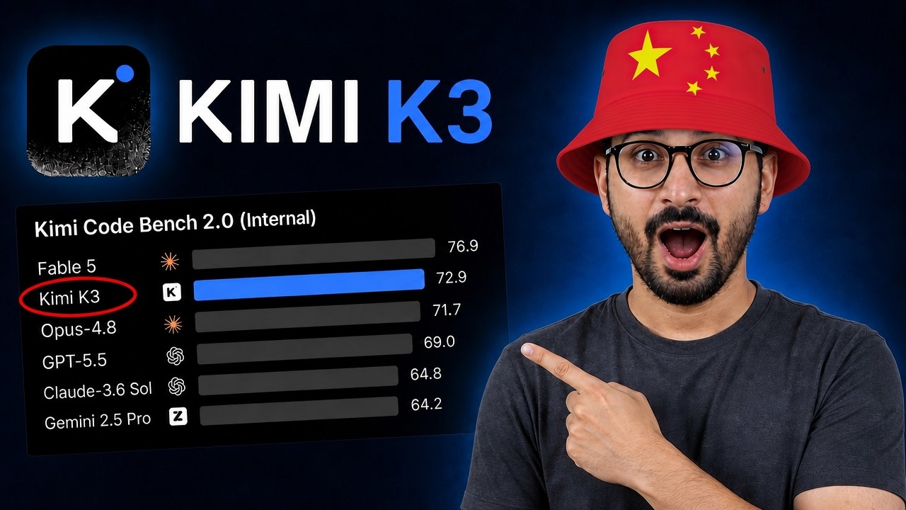 Kimi K3 is the best AI model for AI Coding & Agentic Tasks, Better than Fable 5, Opus 4.8 & GPT 5.6
