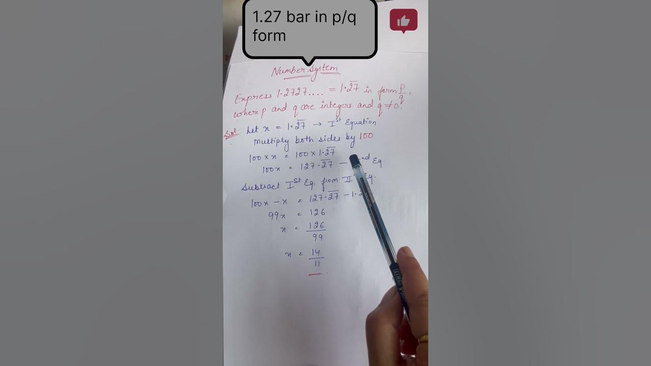 Convert into p q form express 1 27 bar in p q form maths shorts