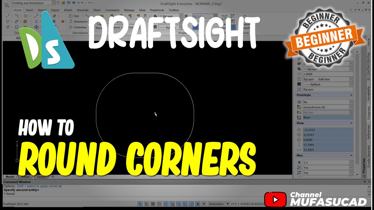 How To Round Corners in Draftsight - YouTube