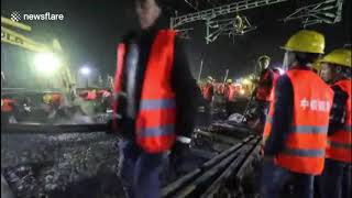 Trabajadores chinos reconstruyen una estación en solo 9 horas